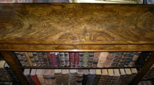 fig 2. Victorian Figured Walnut Break Front Open Bookcase